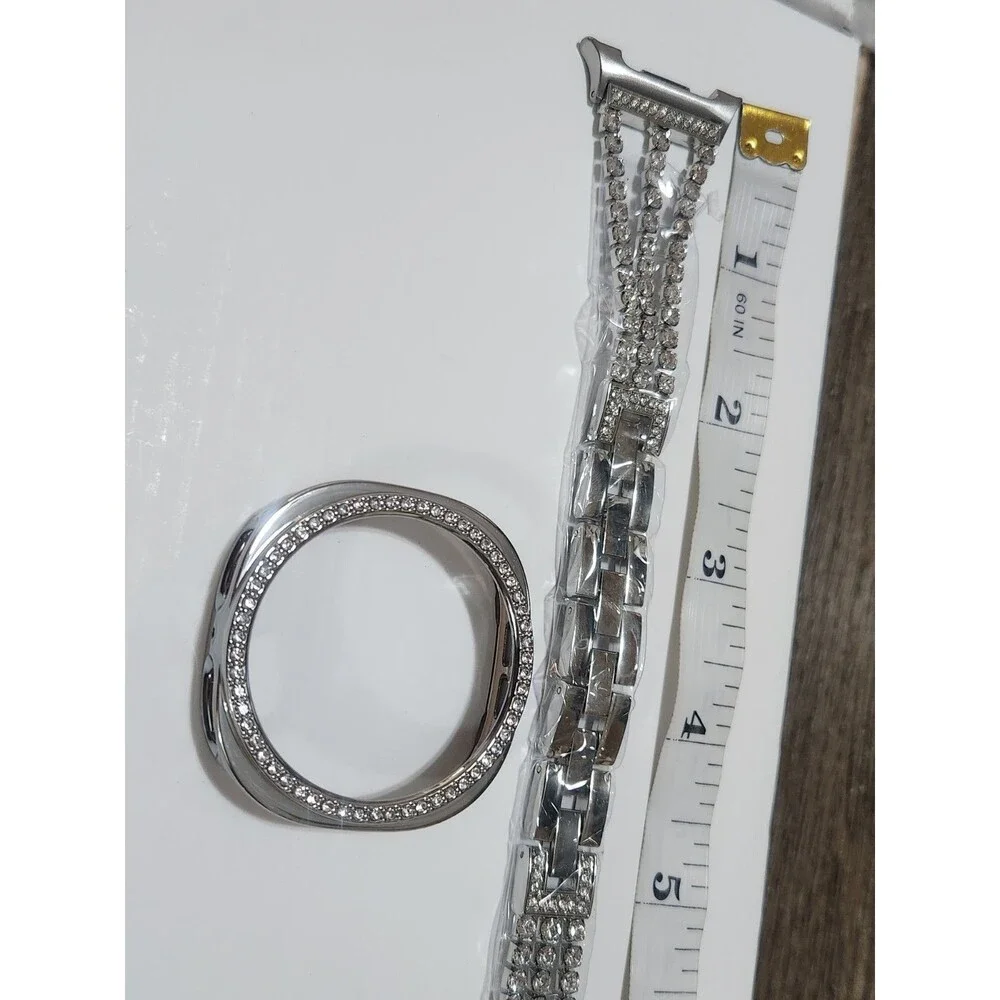 Silver Metal Strap Band w/ Bumper Case for Samsung Galaxy Watch 8 40mm 44mm